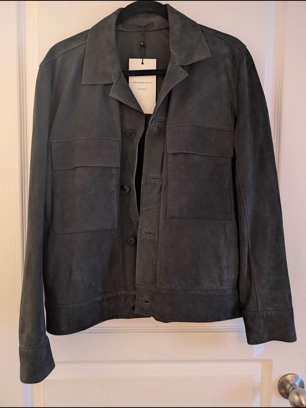 Massimo Dutti Dark Charcoal Suede Shirt Jacket